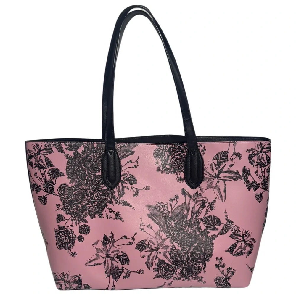 Victoria’s Secret Tote Bag Pink Rose French Lovers Large Travel Bag Faux Leather